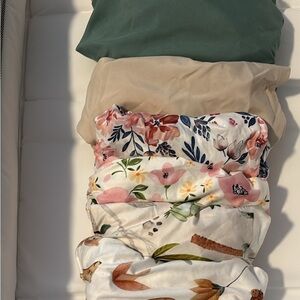 Floral and Solid Bassinet Sheets 33x19